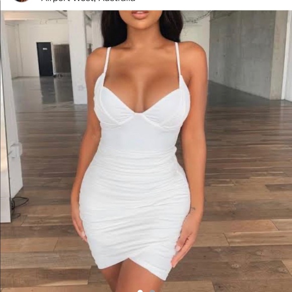 Stunning Tiger Mist White Ruched Dress 